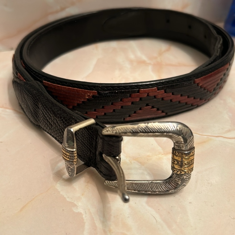 Bill Adler Studio Genuine Italian w/Calf Skin Lining Western Aztec Design Belt